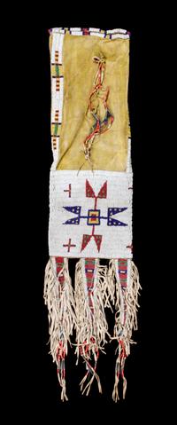 A Sioux Beaded Tobacco Bag Length 19 inches to bottom of bag, 30 inches overall. — CIRCA 1890