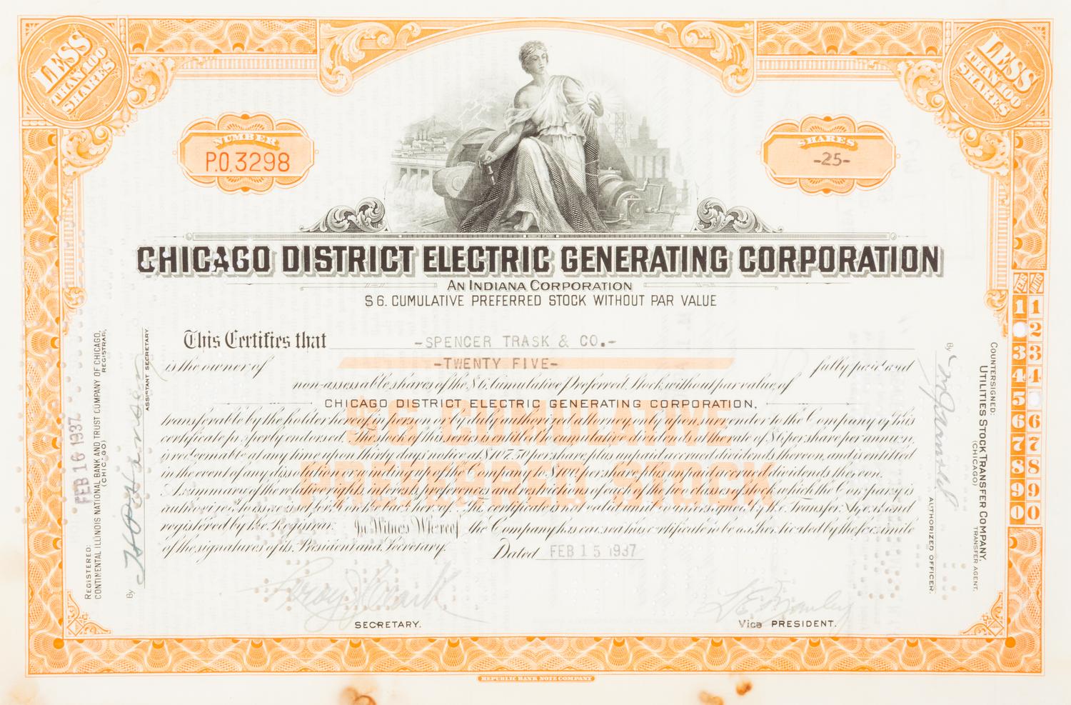A Group of approximately 39 Prints and 11 Decorative Vintage Stock Certificates, comprising: