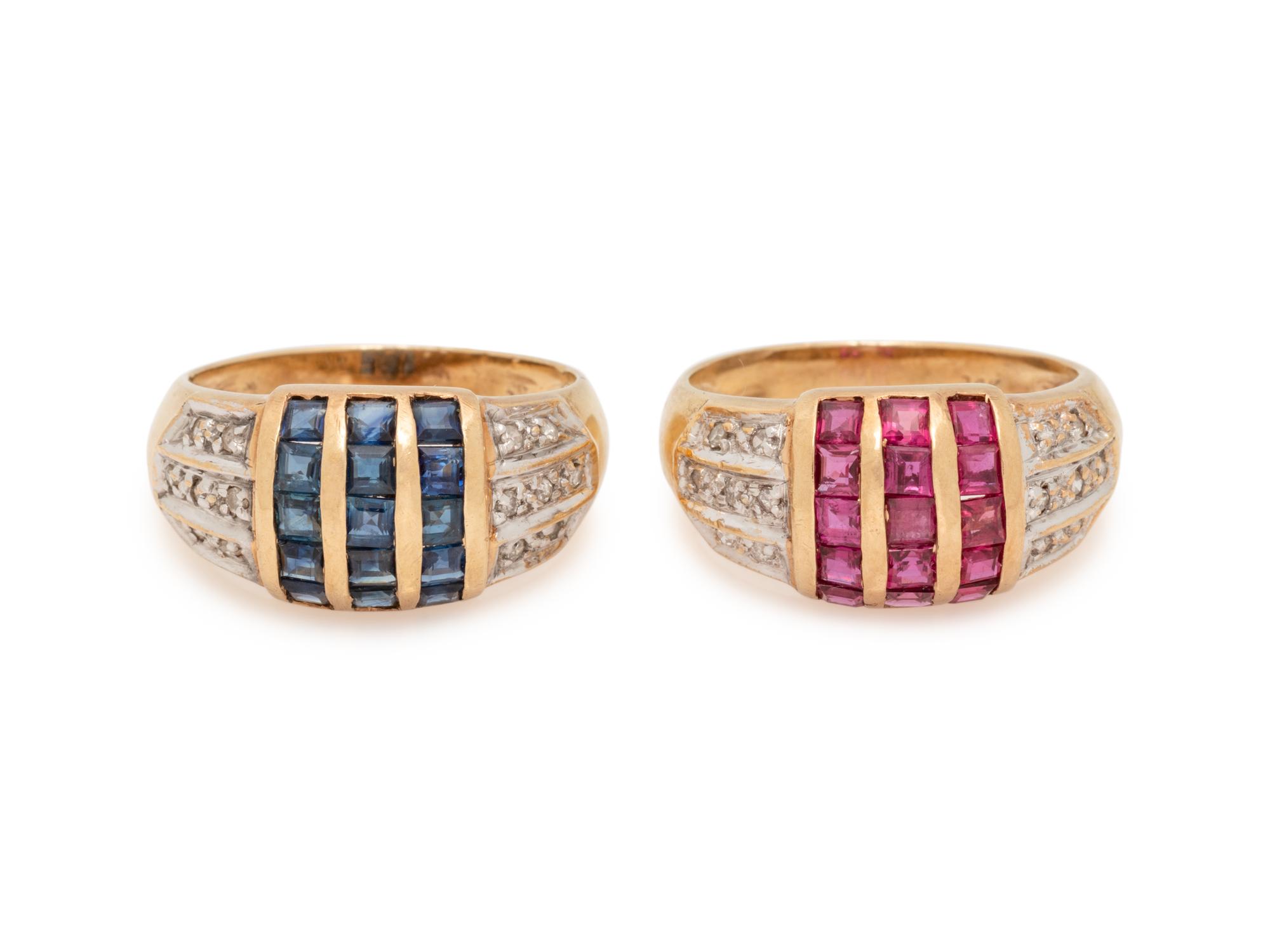 GEMSTONE AND DIAMOND RING SET