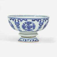 An unusual Chinese blue and white porcelain rotating footed bowl 青花转底碗 Kangxi marks but later ??? ????