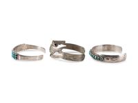Fred Harvey Era AND Navajo Petit Point Turquoise and Silver Cuff Bracelets