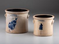 Two Norton Cobalt Decorated Stoneware Crocks