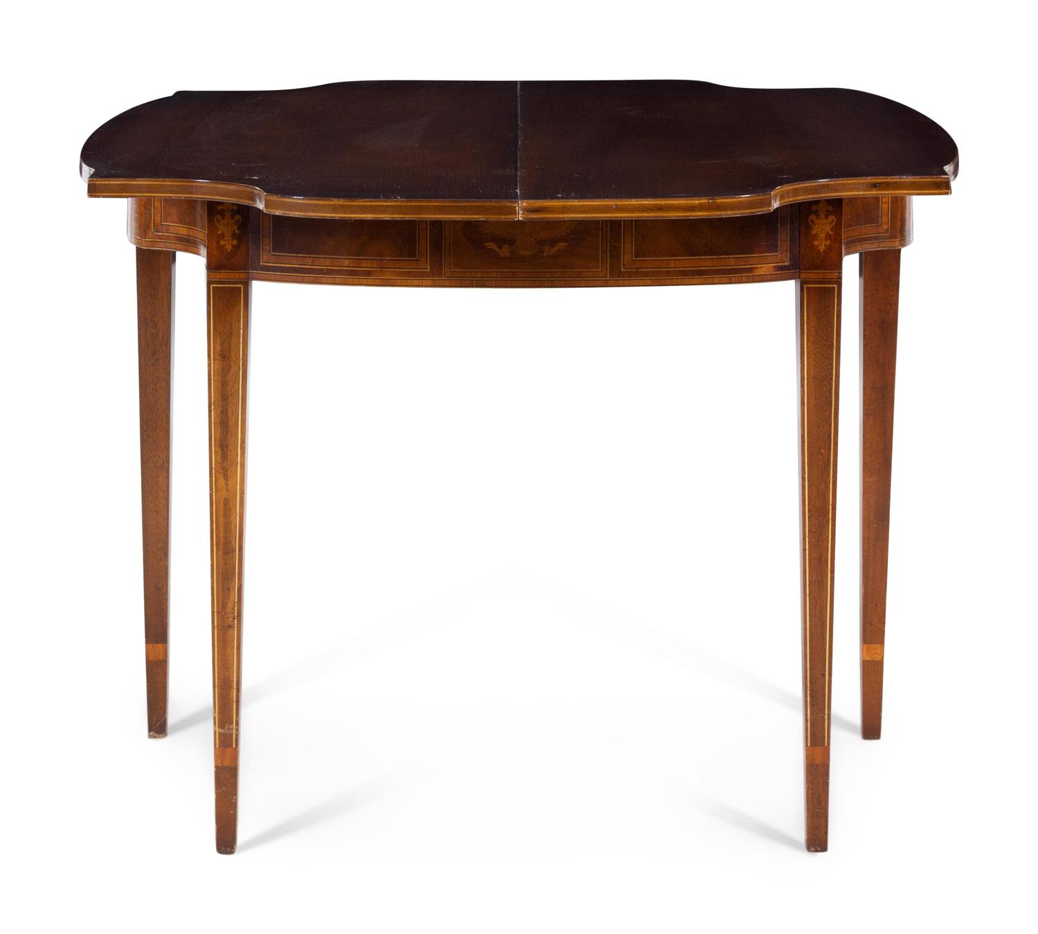 A Federal Style Eagle-Inlaid Mahogany Card Table