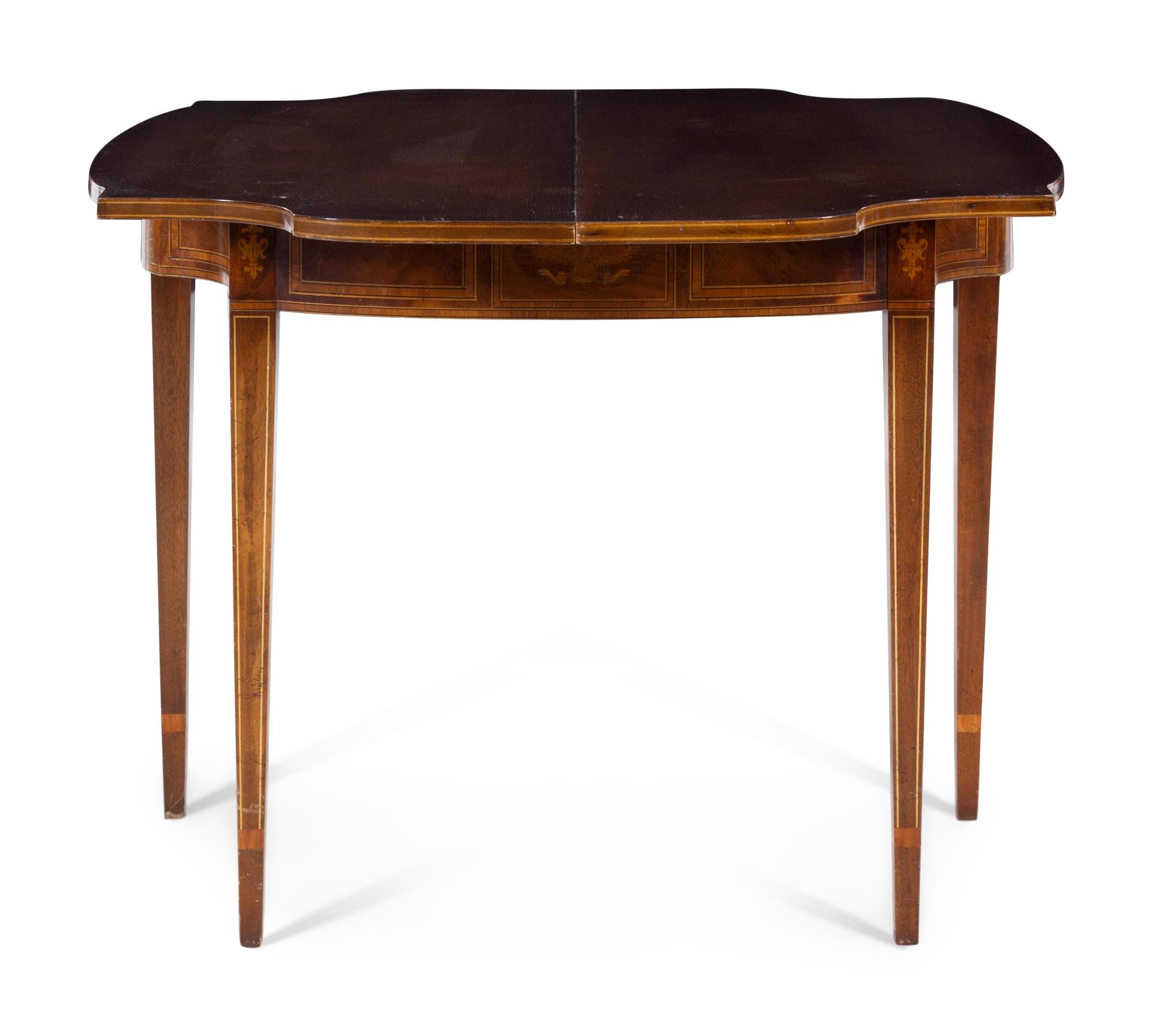 A Federal Style Eagle-Inlaid Mahogany Card Table