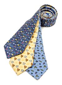 A Group of Three Hermes Silk Ties, 3.15" wide.
