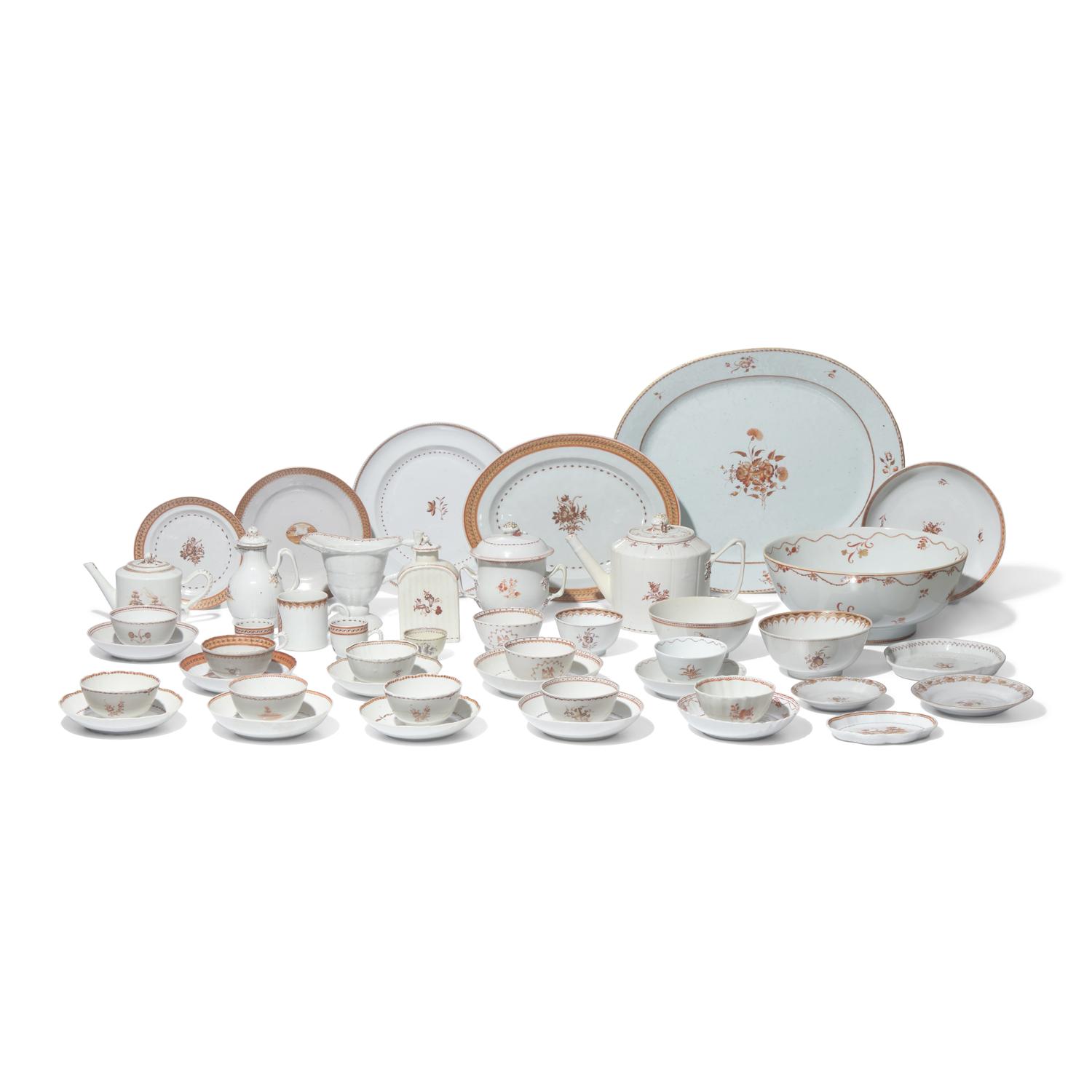 A Collection of Chinese Export Porcelain Sepia Tablewares