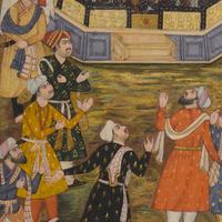 A Fine Mughal Style Miniature Folio, Mourning at Court, from the Aiyar-e Danish, A Book of Animal Fables, North India, Delhi or Lucknow, 19th/20th Century