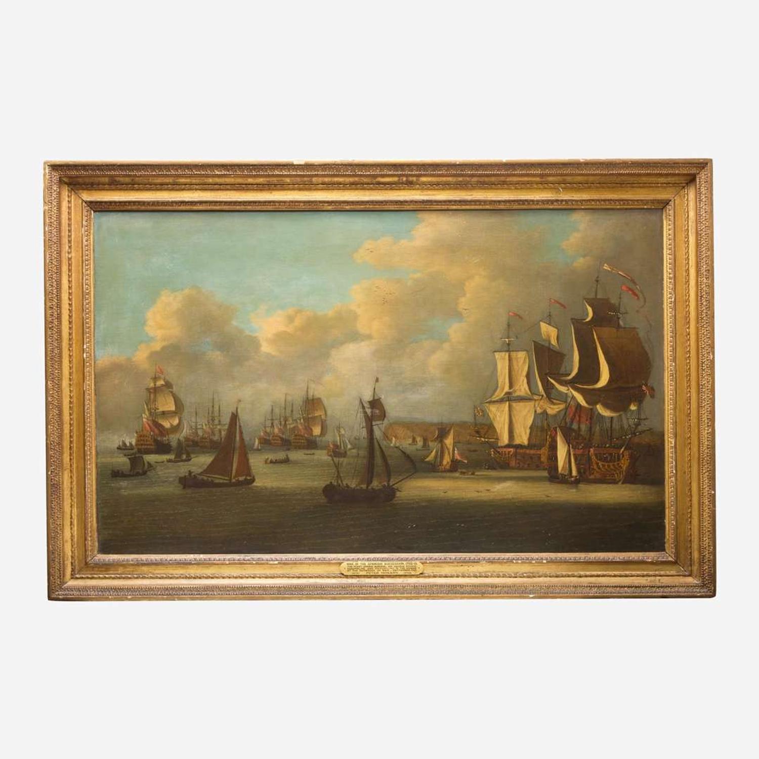Peter Monamy (British, 1689–1749) War of the Spanish Succession, 1702-1713, The Fleet Under Admiral Sir George Rooke, Assembling and Victualling in the Downs at the Outbreak of War – September 1702