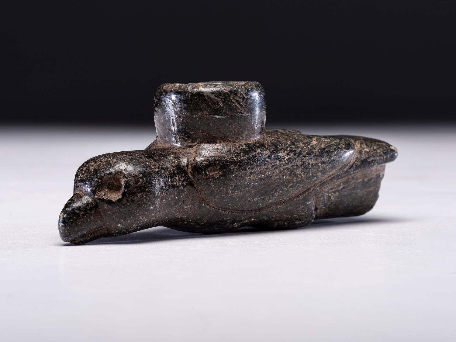 A Steatite Effigy Pipe, Hawk