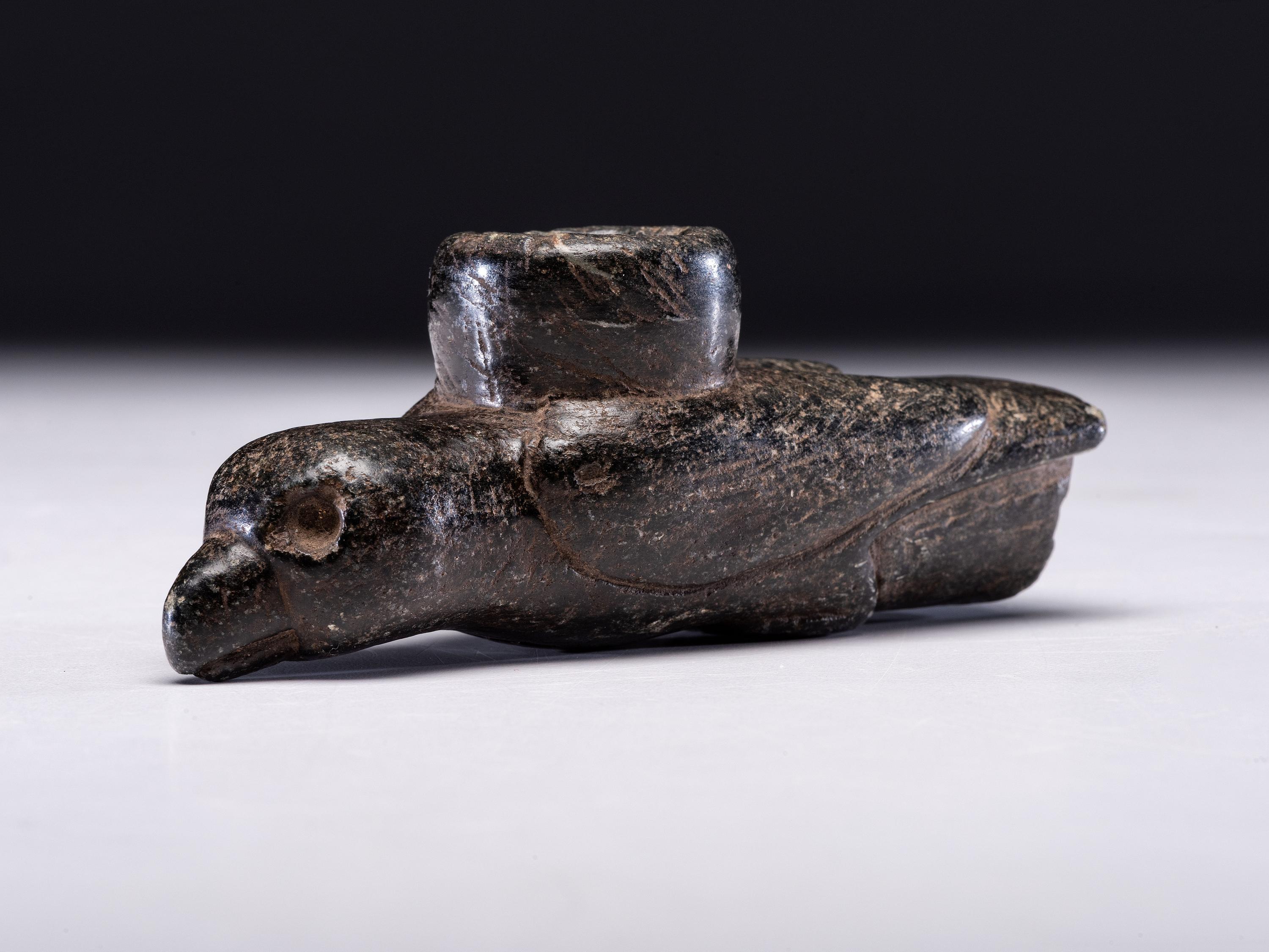 A Steatite Effigy Pipe, Hawk