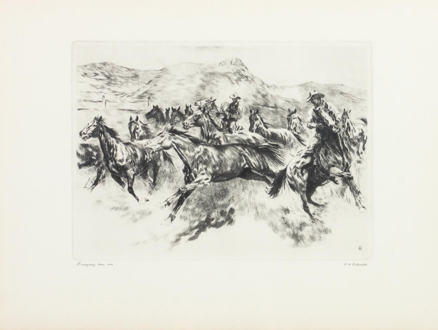 R. H. Palenske, (American, 1884-1954), Brining 'em In and Hold Everything!