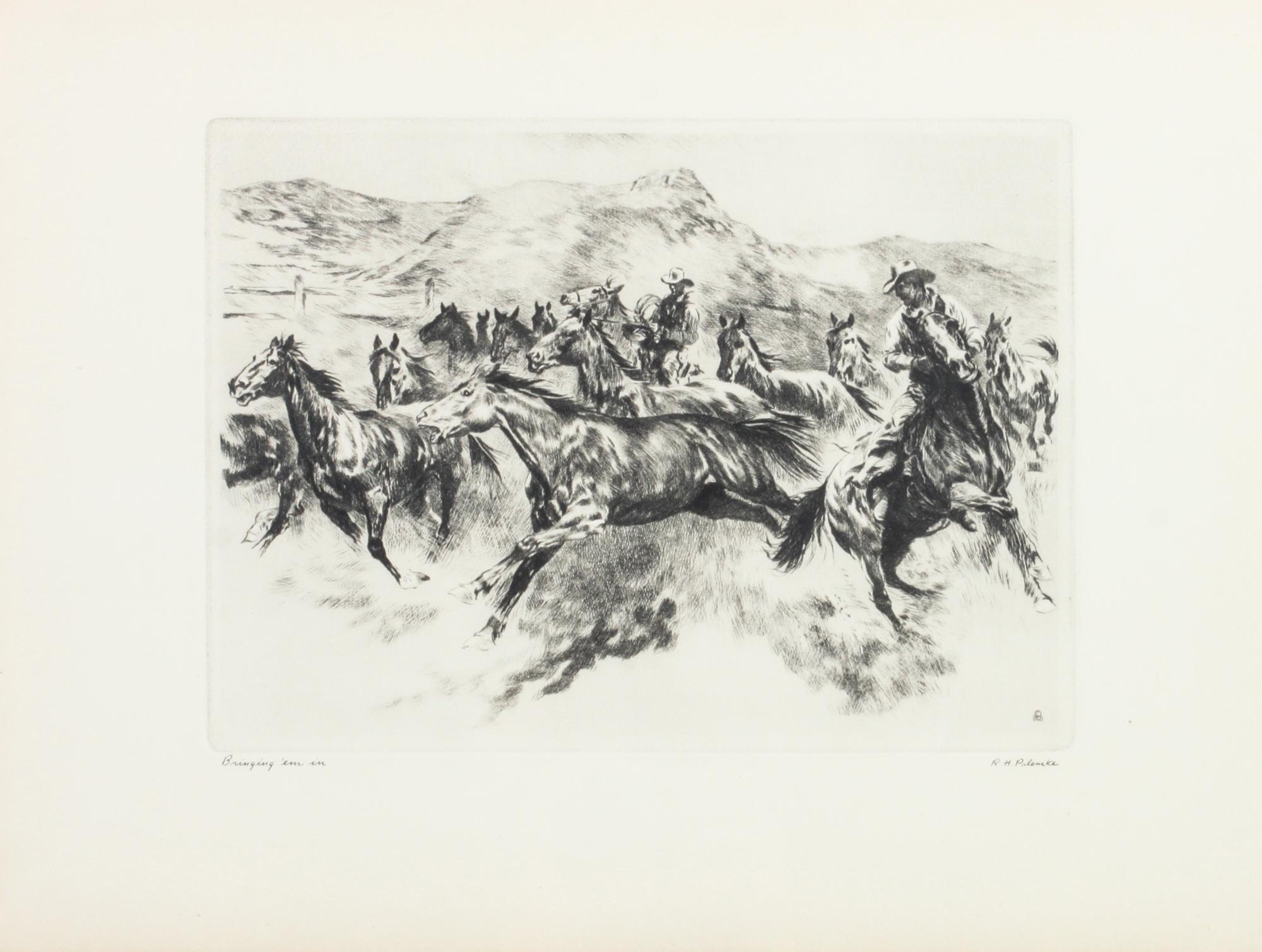 R. H. Palenske, (American, 1884-1954), Brining 'em In and Hold Everything!