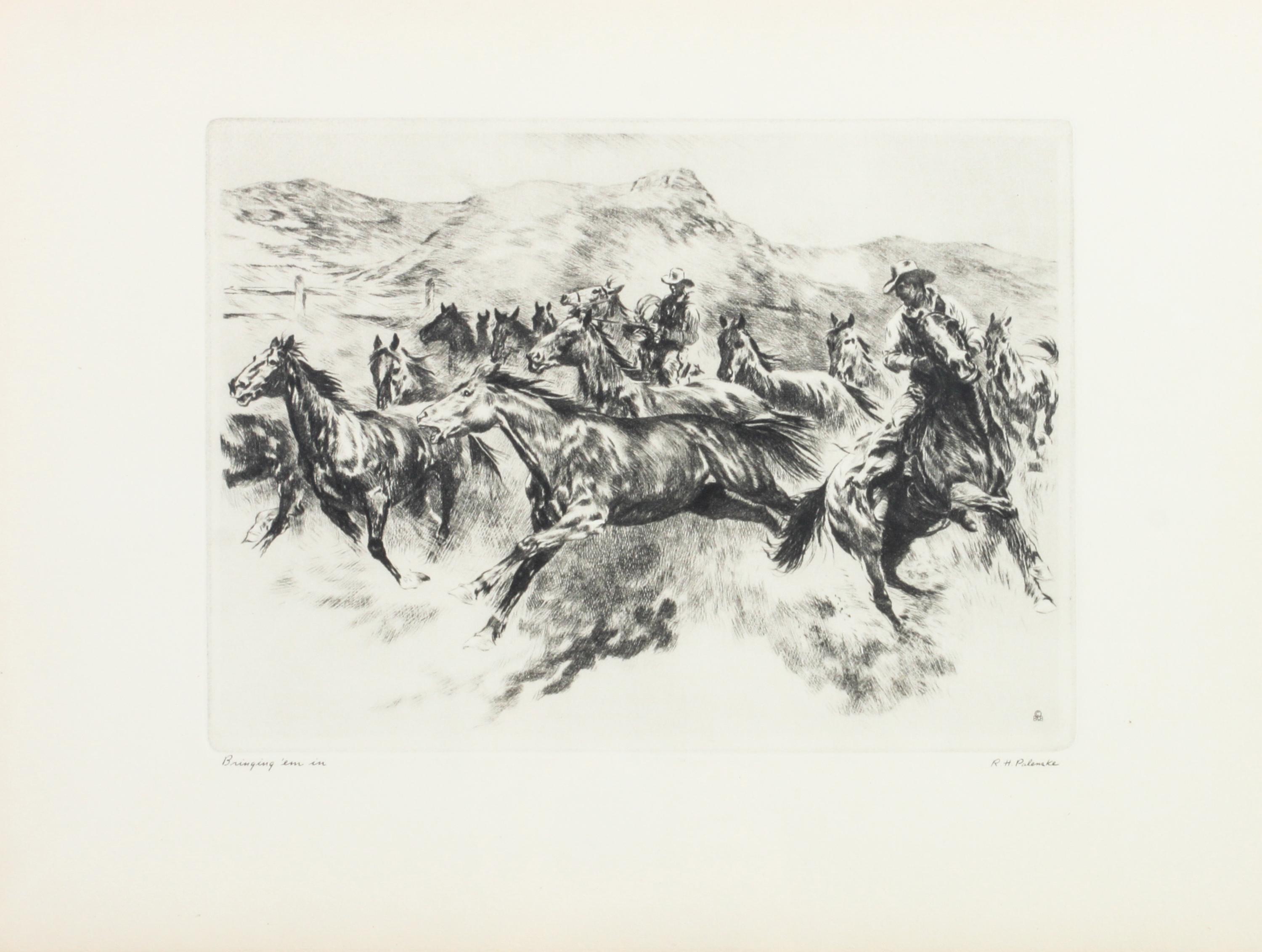 R. H. Palenske, (American, 1884-1954), Brining 'em In and Hold Everything!