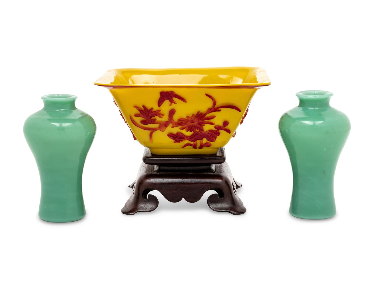 Three Chinese Peking Glass Wares