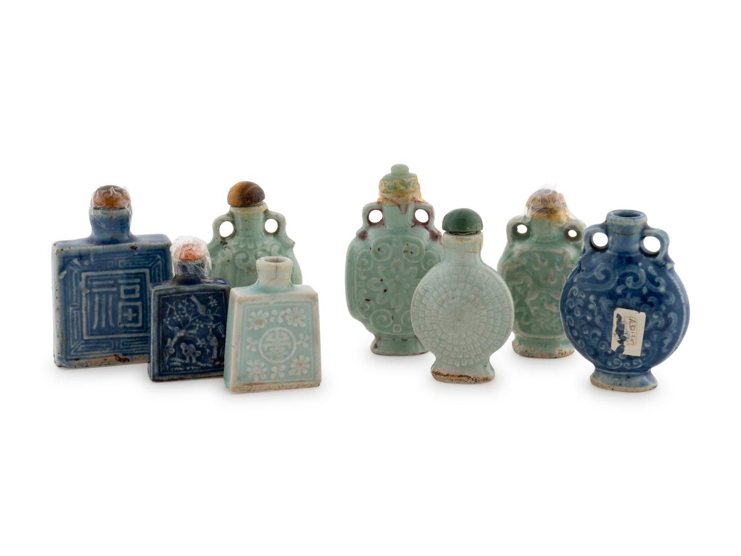 A Group of Eight Porcelain Snuff Bottles