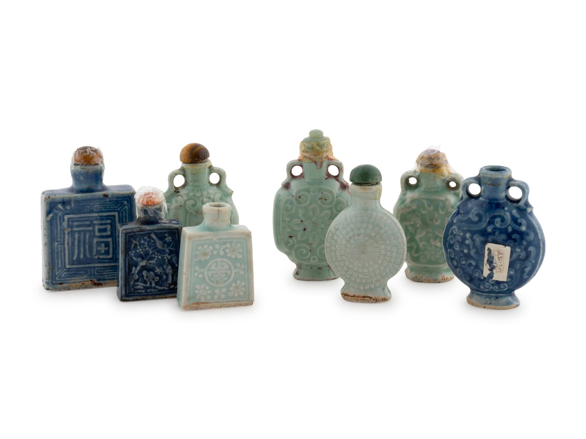 A Group of Eight Porcelain Snuff Bottles