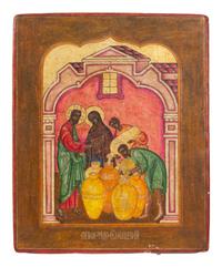 Three Russian Painted Wood Icons