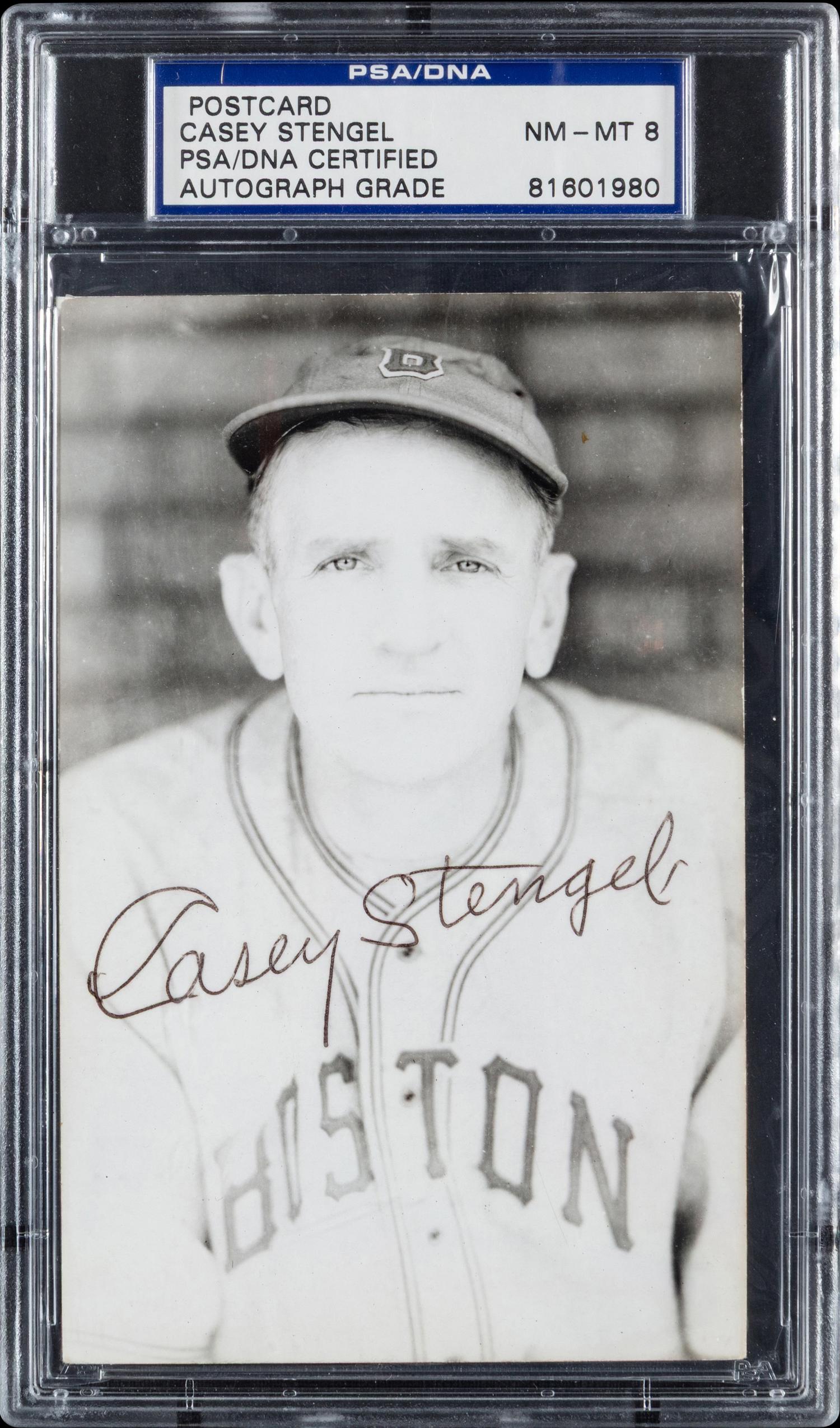 A Casey Stengel Signed Autograph Postcard (PSA)