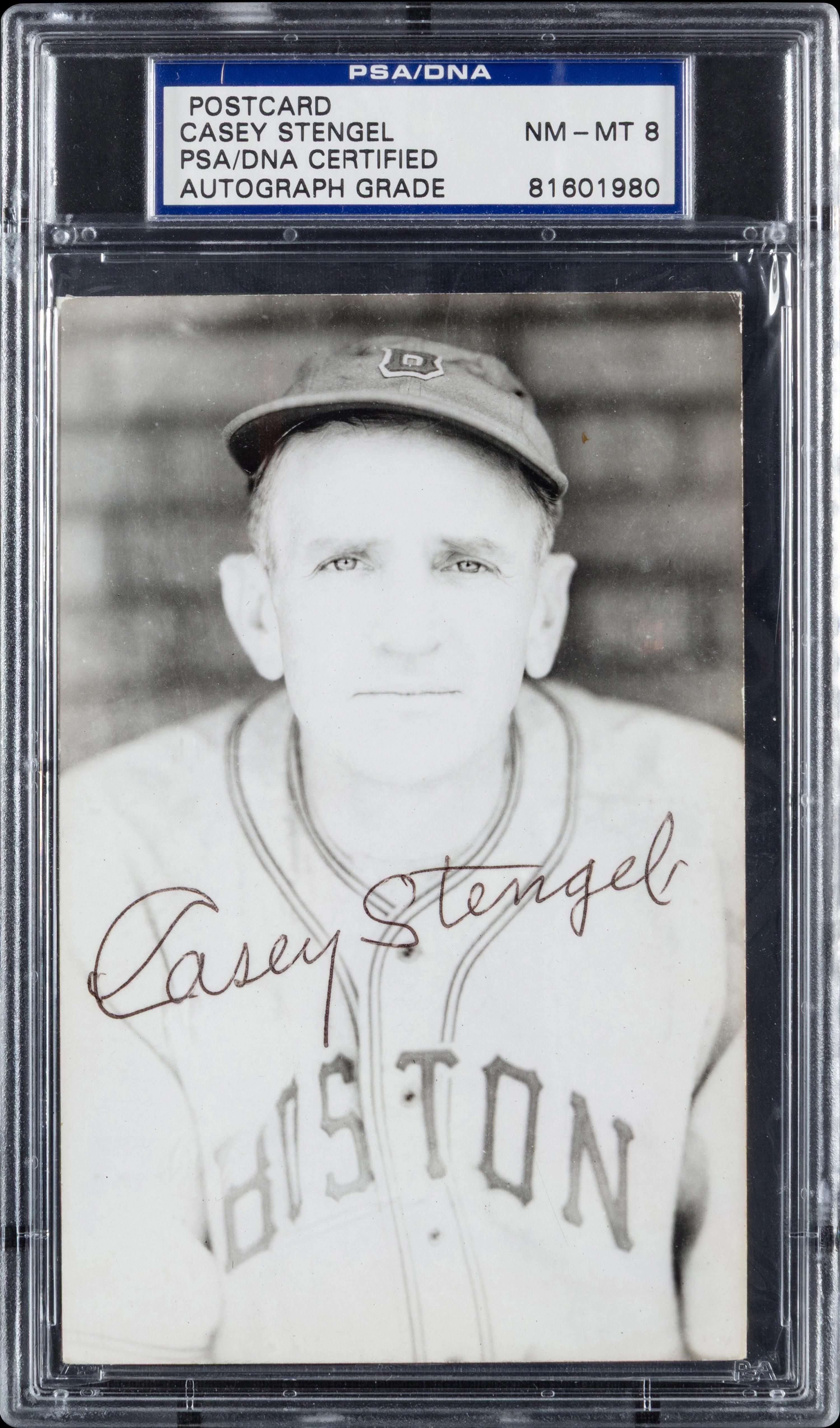 A Casey Stengel Signed Autograph Postcard (PSA)