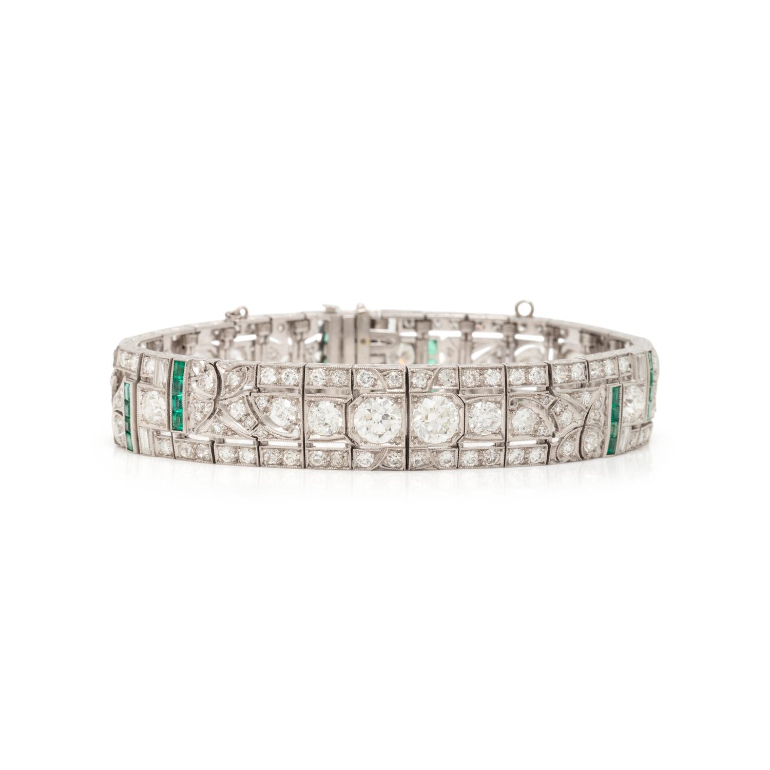 ART DECO, DIAMOND AND EMERALD BRACELET