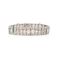 ART DECO, DIAMOND AND EMERALD BRACELET