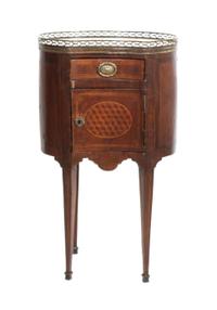 A Louis XV Style Inlaid Wood Kingwood Kidney Side Cabinet Height 30 1/4 inches