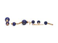 TIFFANY & CO., YELLOW GOLD AND LAPIS LAZULI CUFFLINKS