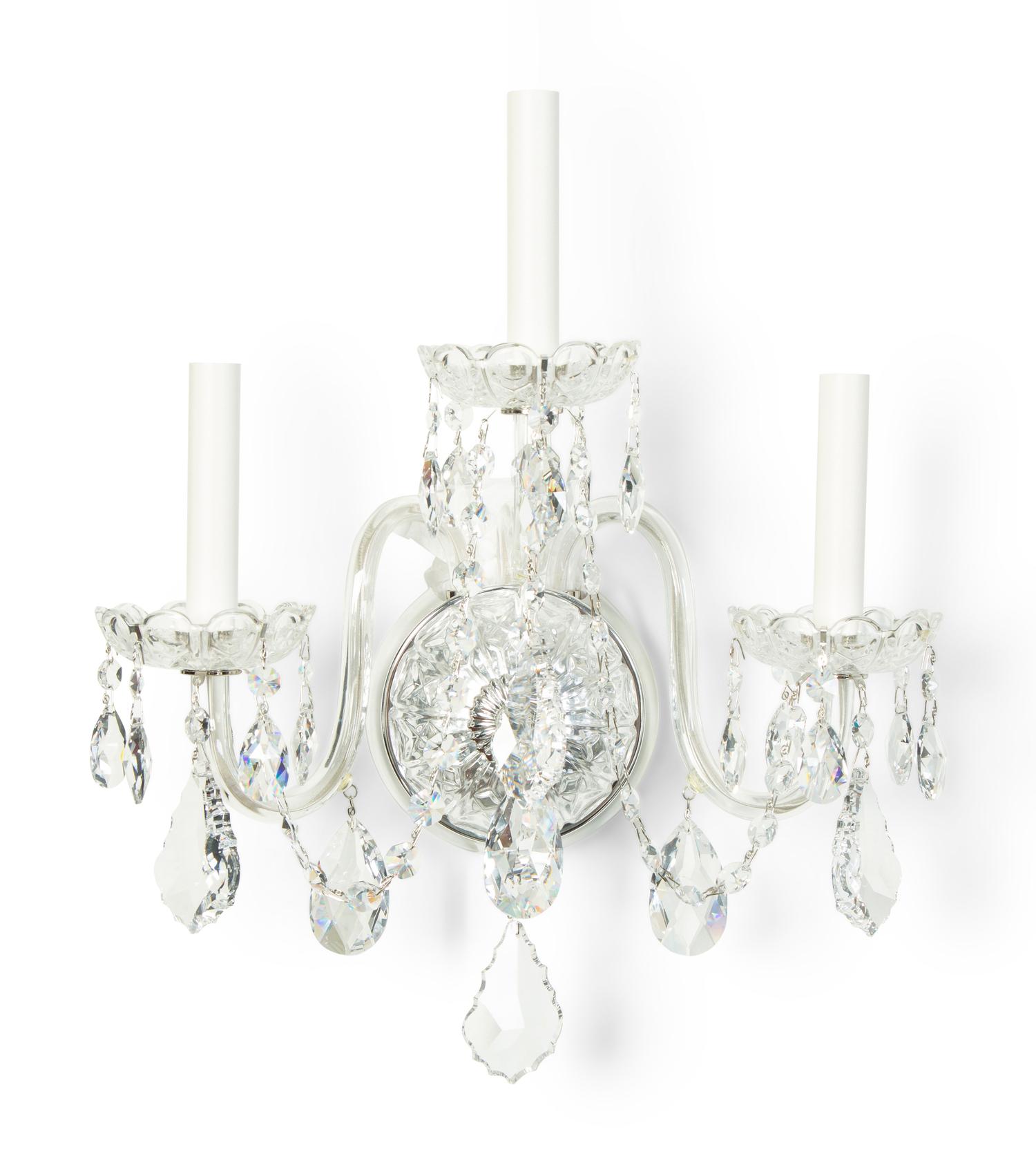 A Pair of Schonbek Cut Glass Wall Sconces — 20TH CENTURY