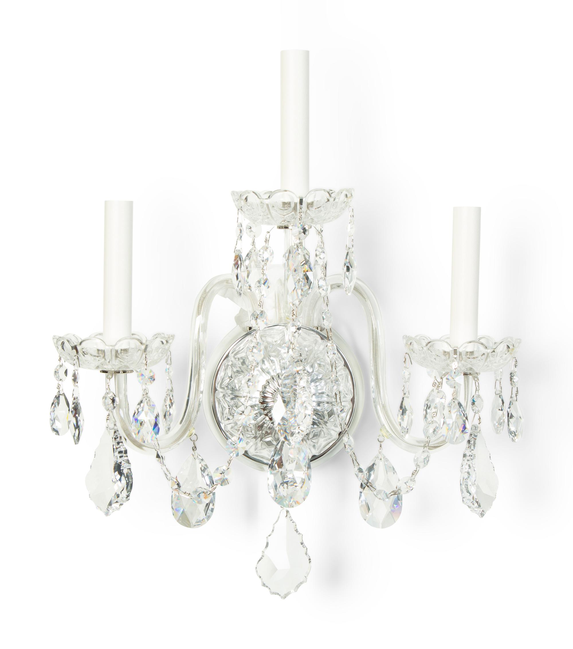 A Pair of Schonbek Cut Glass Wall Sconces — 20TH CENTURY