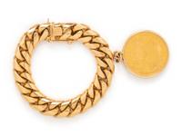 YELLOW GOLD AND $20 LIBERTY COIN CHARM BRACELET