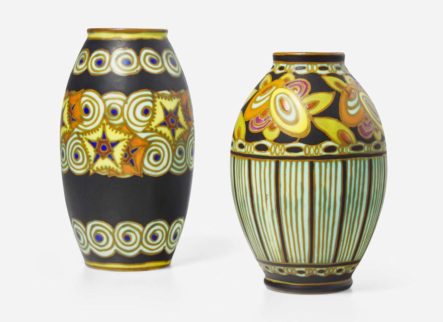 Charles Catteau for Boch Frères, Two Vases