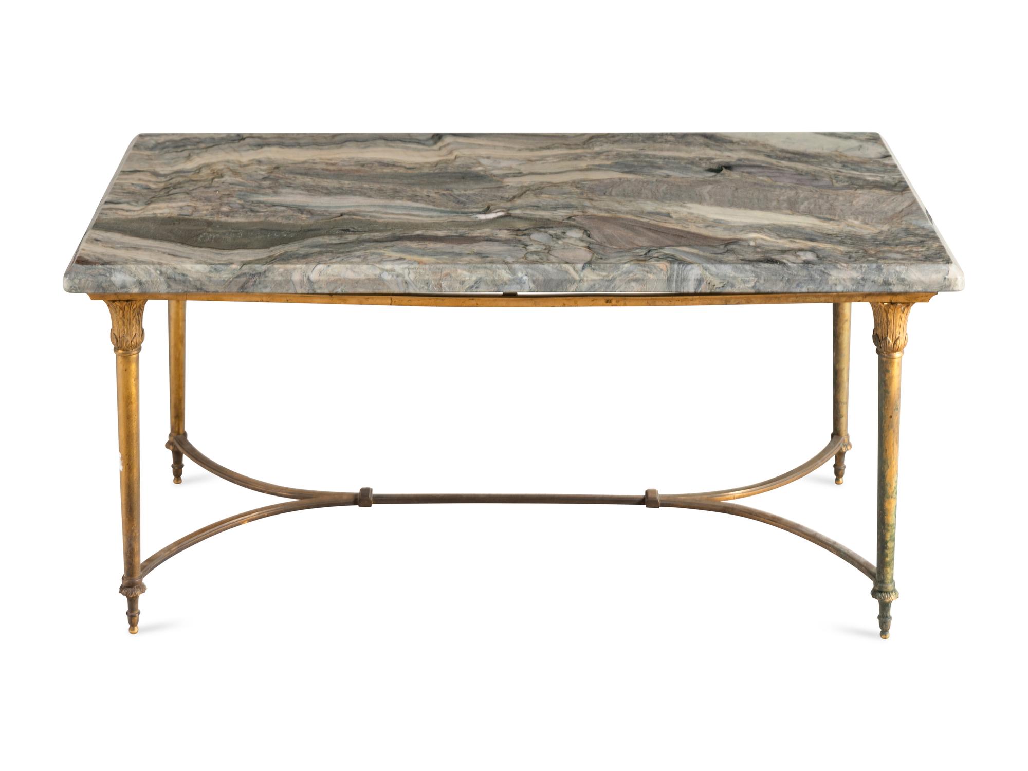 A French Gilt Bronze Marble Top Low Table