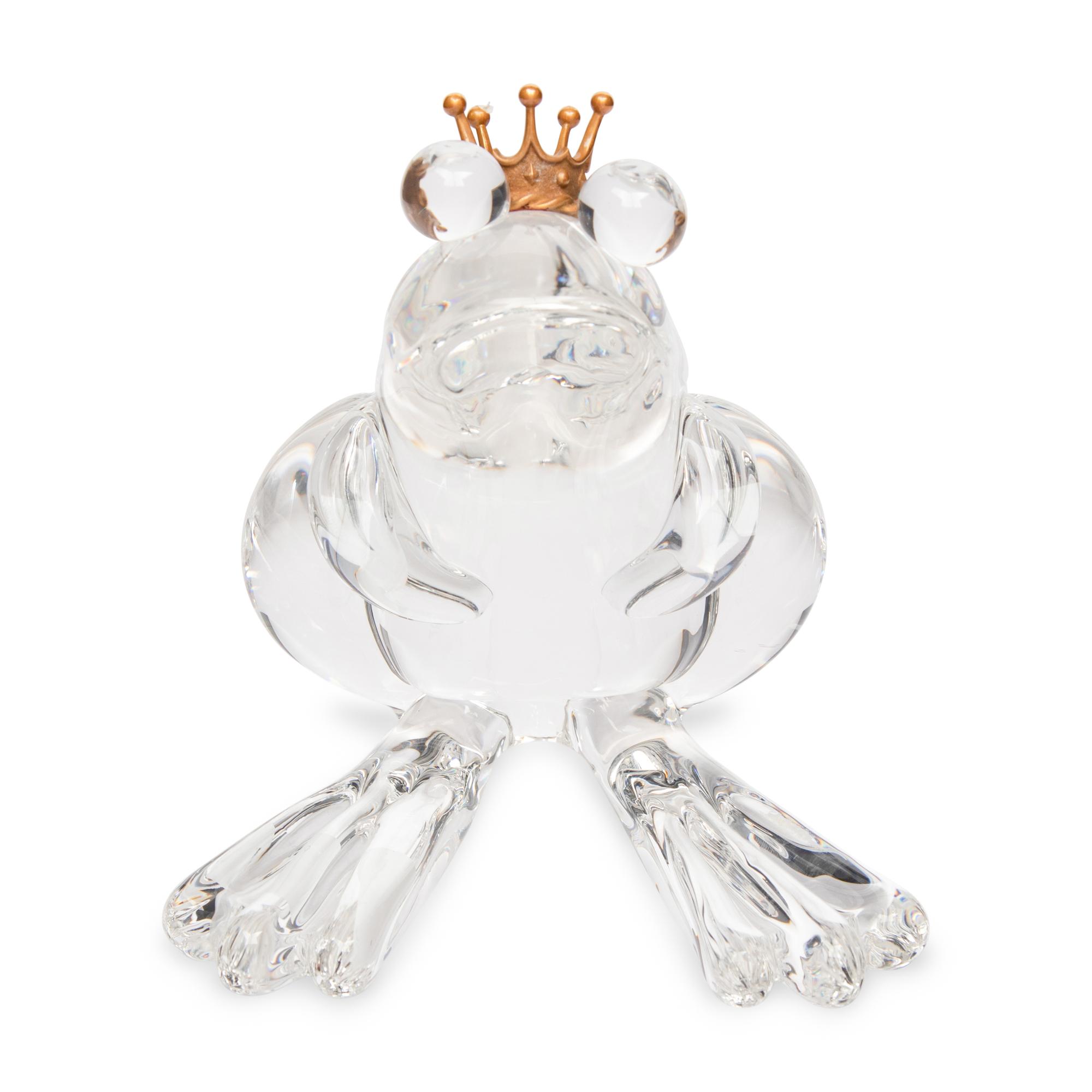 A Steuben Glass and 18 Karat Gold Frog Prince Sculpture