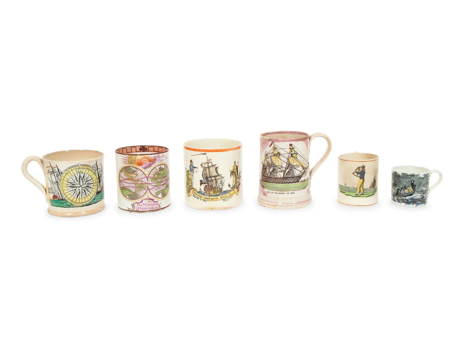 Six English Nautical Mugs