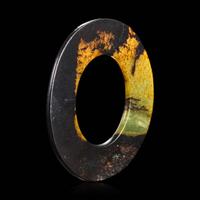A Chinese brown and celadon jade Bi disk 玉璧 Probably Neolithic period ???????