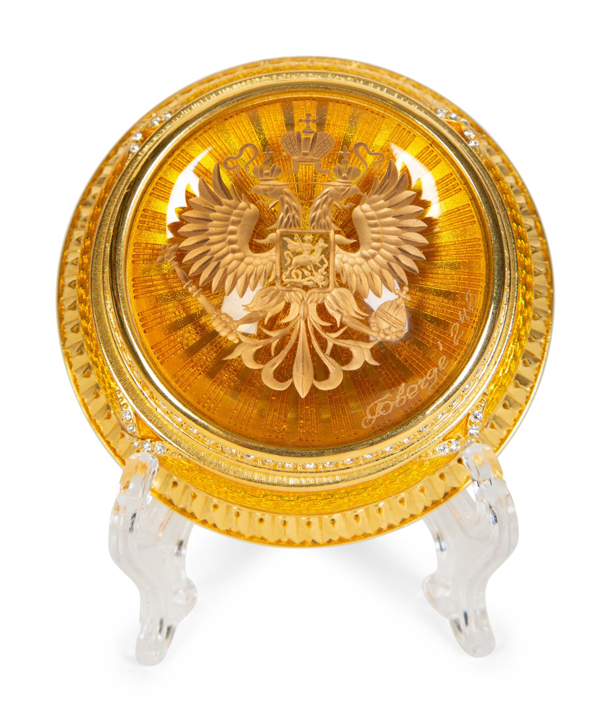 A Group of Five Gilt Bronze and Glass Desk Articles and a Faberge Imperial Paperweight — 19th/20th Century