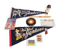 A Collection of Vintage Mickey Mantle and New York Yankees Items Including Mantle Signed Scorecard and 1960s Bobblehead (Beckett Authentication Services)