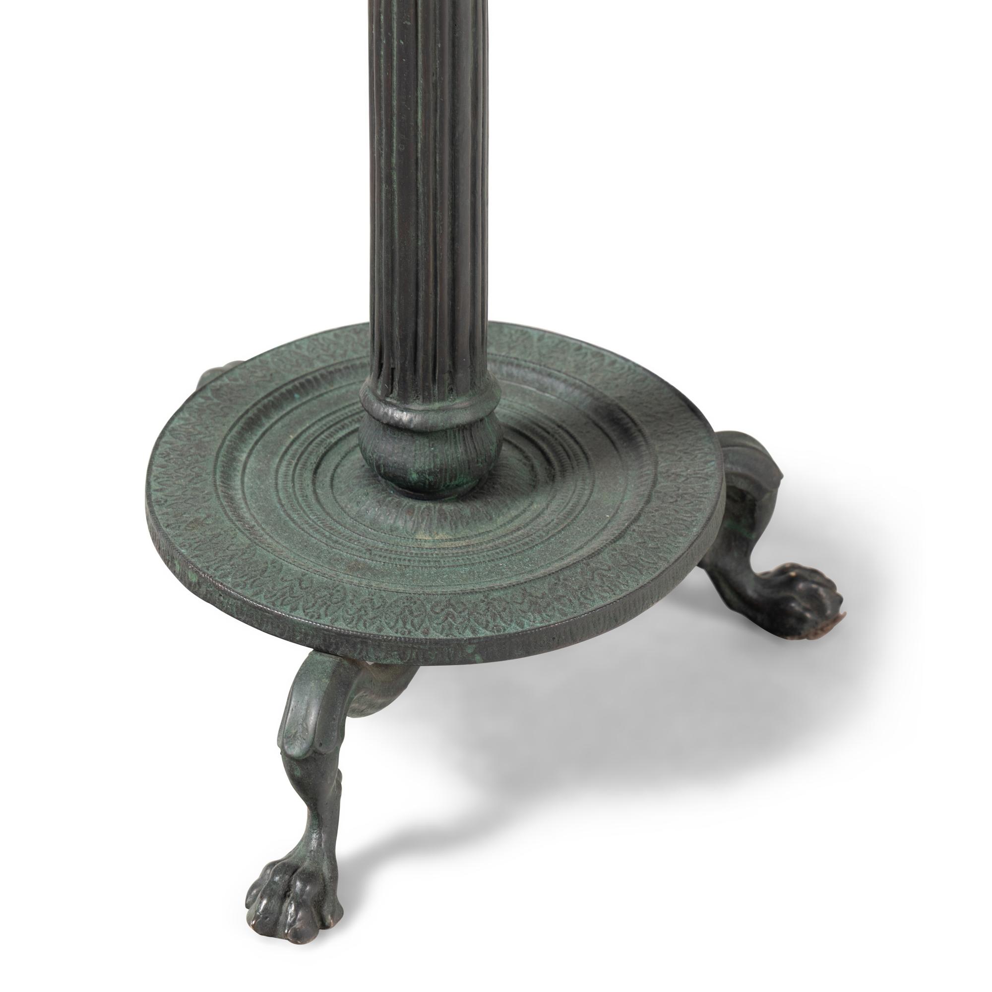 A Neoclassical Style Patinated Bronze Floor Lamp