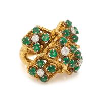 Emerald, Diamond and Yellow Gold Ring
