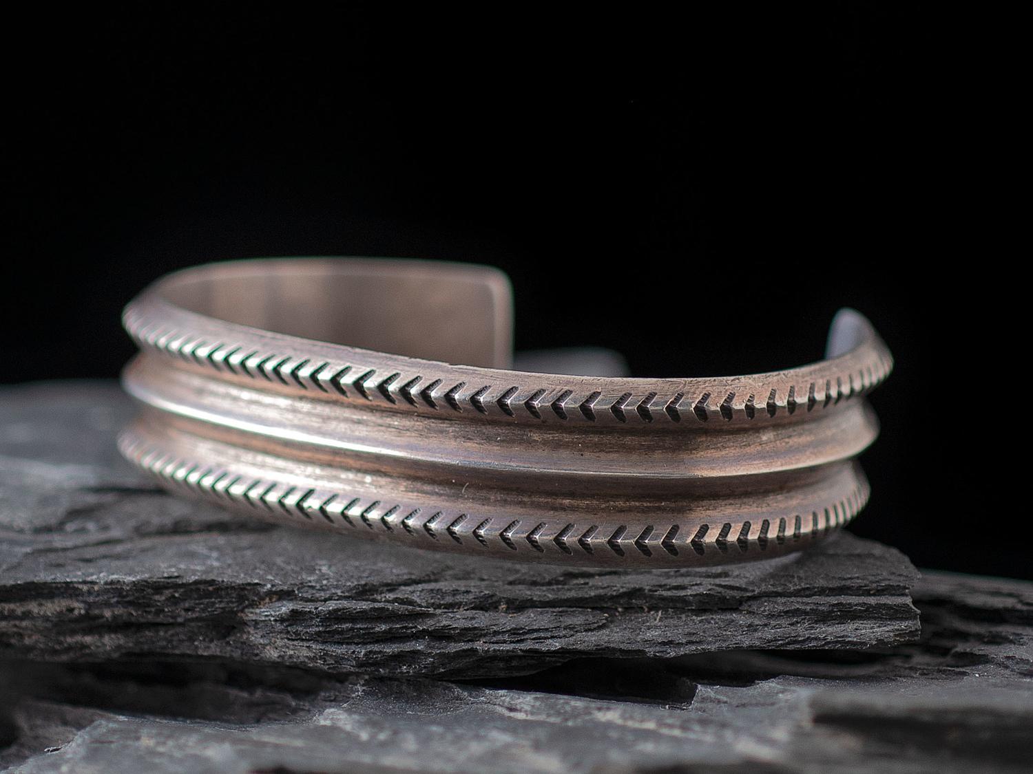 Navajo Arts and Crafts Guild Silver Cuff Bracelet
