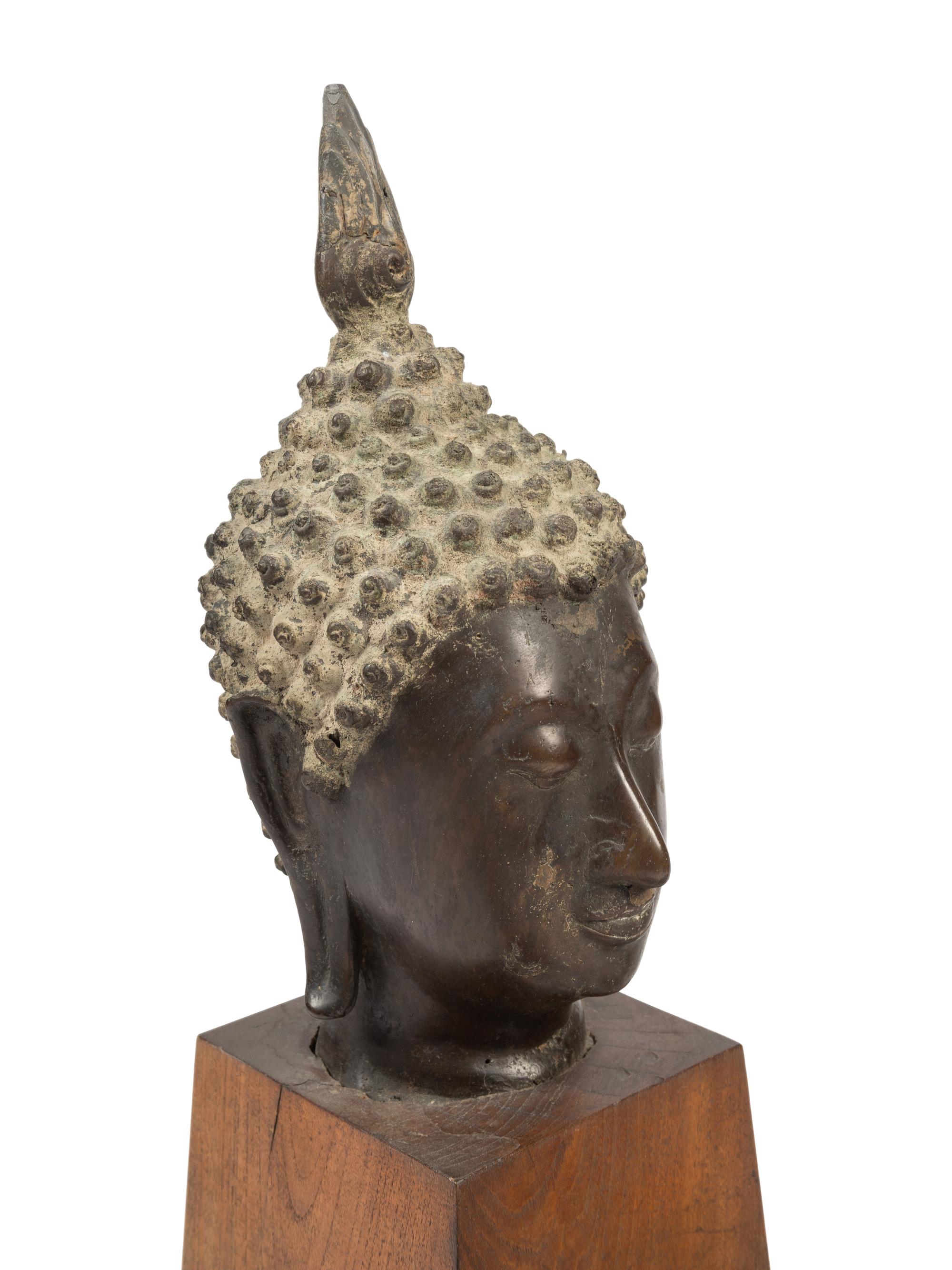 A Thai Bronze Buddha Head and Hands