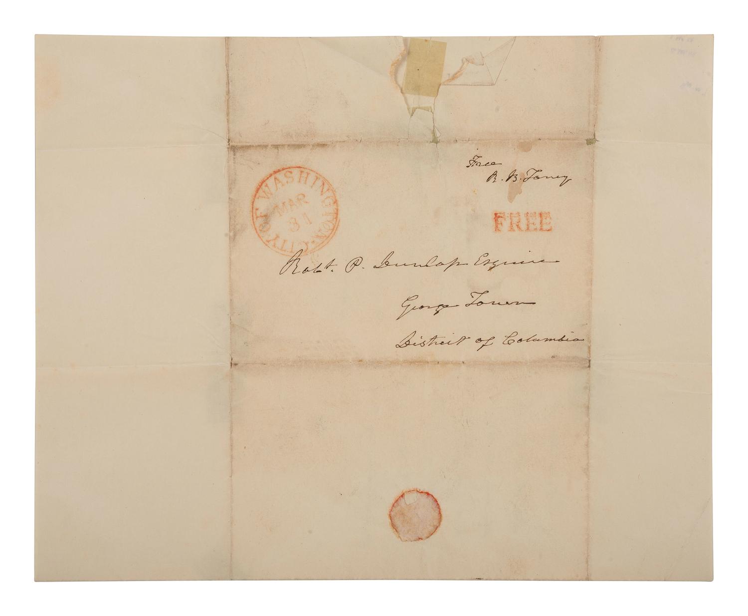 [POLITICS]. 3 letters signed by R.B. TANEY, Henry CLAY, and Daniel WEBSTER.