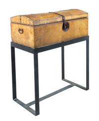 A Northern European Deerskin Parchment Mounted Chest Height 12 1/4 x width 33 1/4 x depth 16 1/4 inches. — 18TH CENTURY WITH MODERN STAND