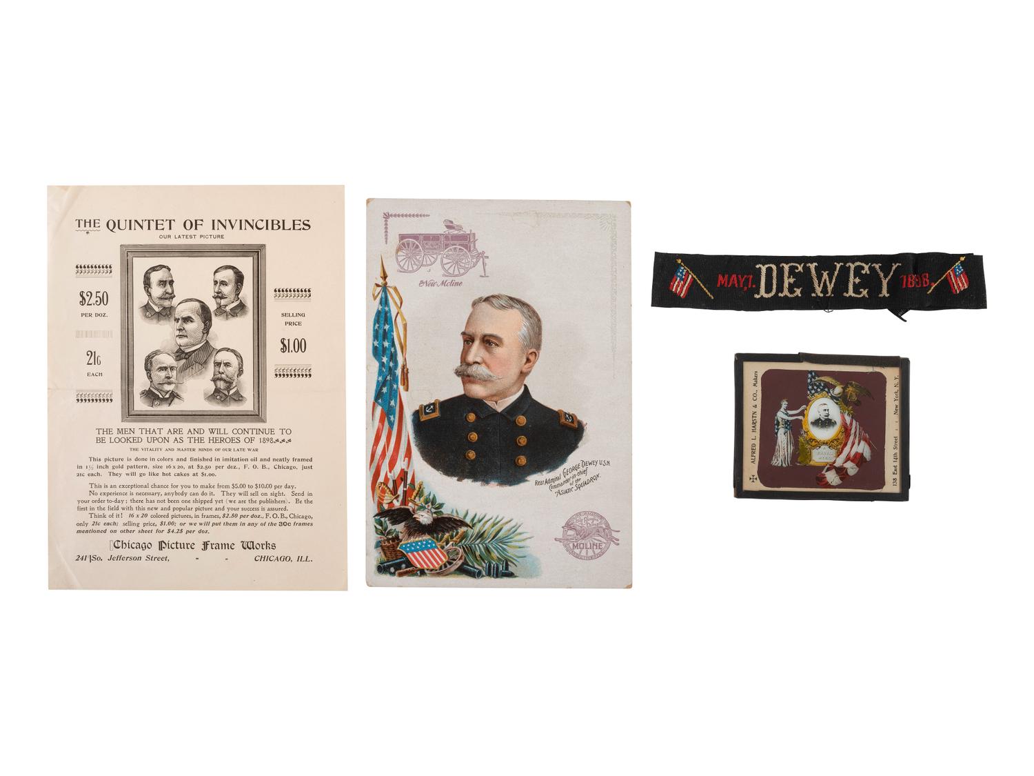[SPANISH AMERICAN WAR] Miscellaneous souvenirs and photographs from one of the shortest declared wars in America.