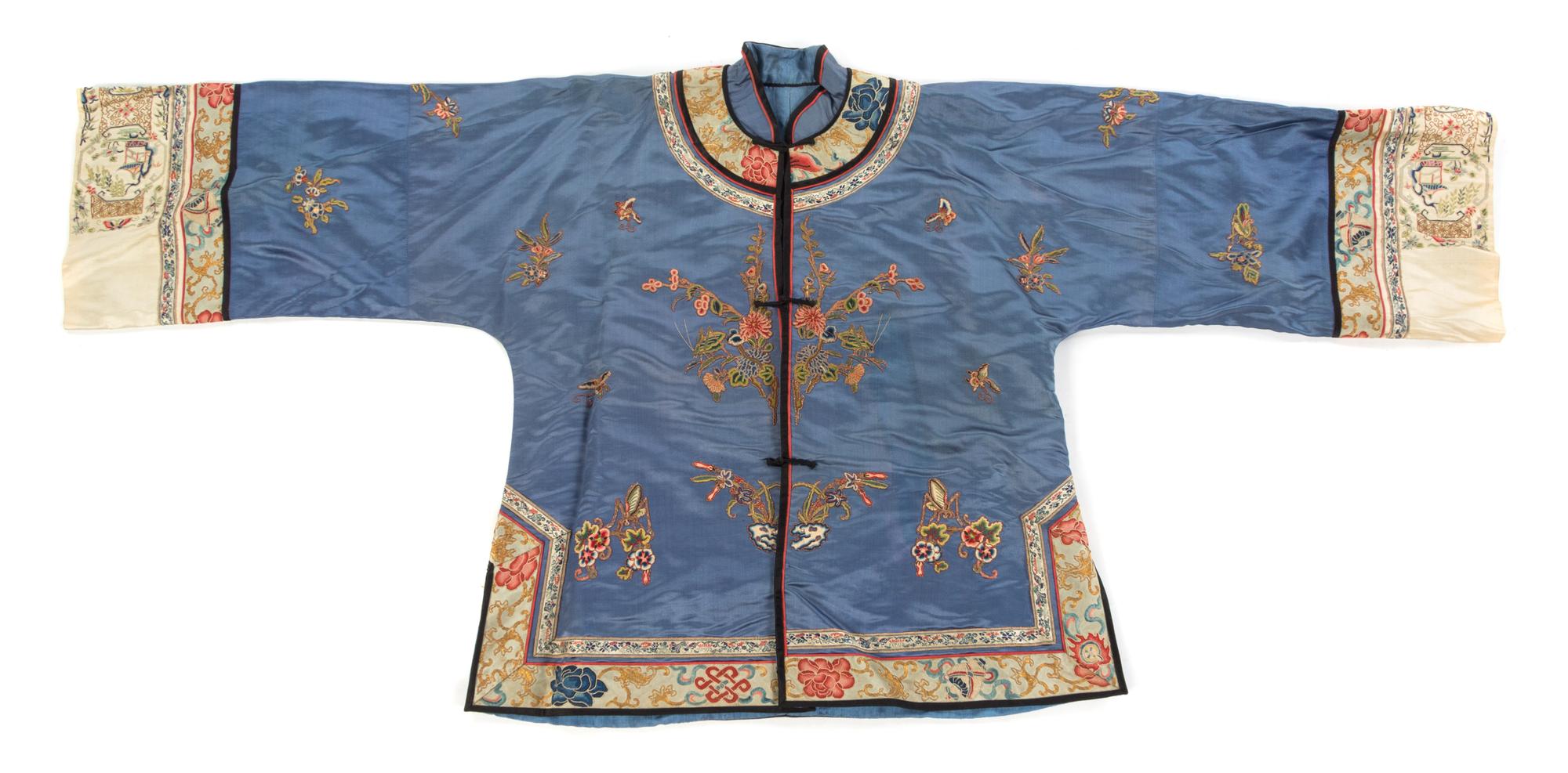 A Chinese Silk Embroidered Jacket LATE QING DYNASTY Length 27 1/2 inches. — LATE QING DYNASTY