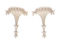 A Pair of White Painted Carved Wood Wall Brackets — 20TH CENTURY