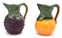 Two Portuguese Glazed Ceramic Fruit-Form Pitchers — 20TH CENTURY