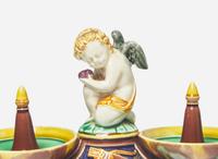 A Wedgwood Majolica Figural Double Ring Tray, UK, circa 1875