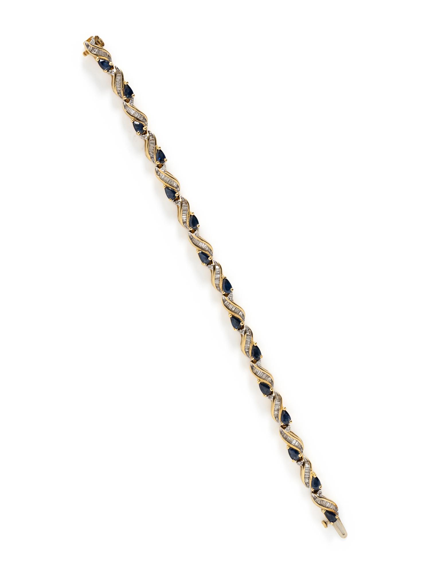 YELLOW GOLD, SAPPHIRE, AND DIAMOND BRACELET