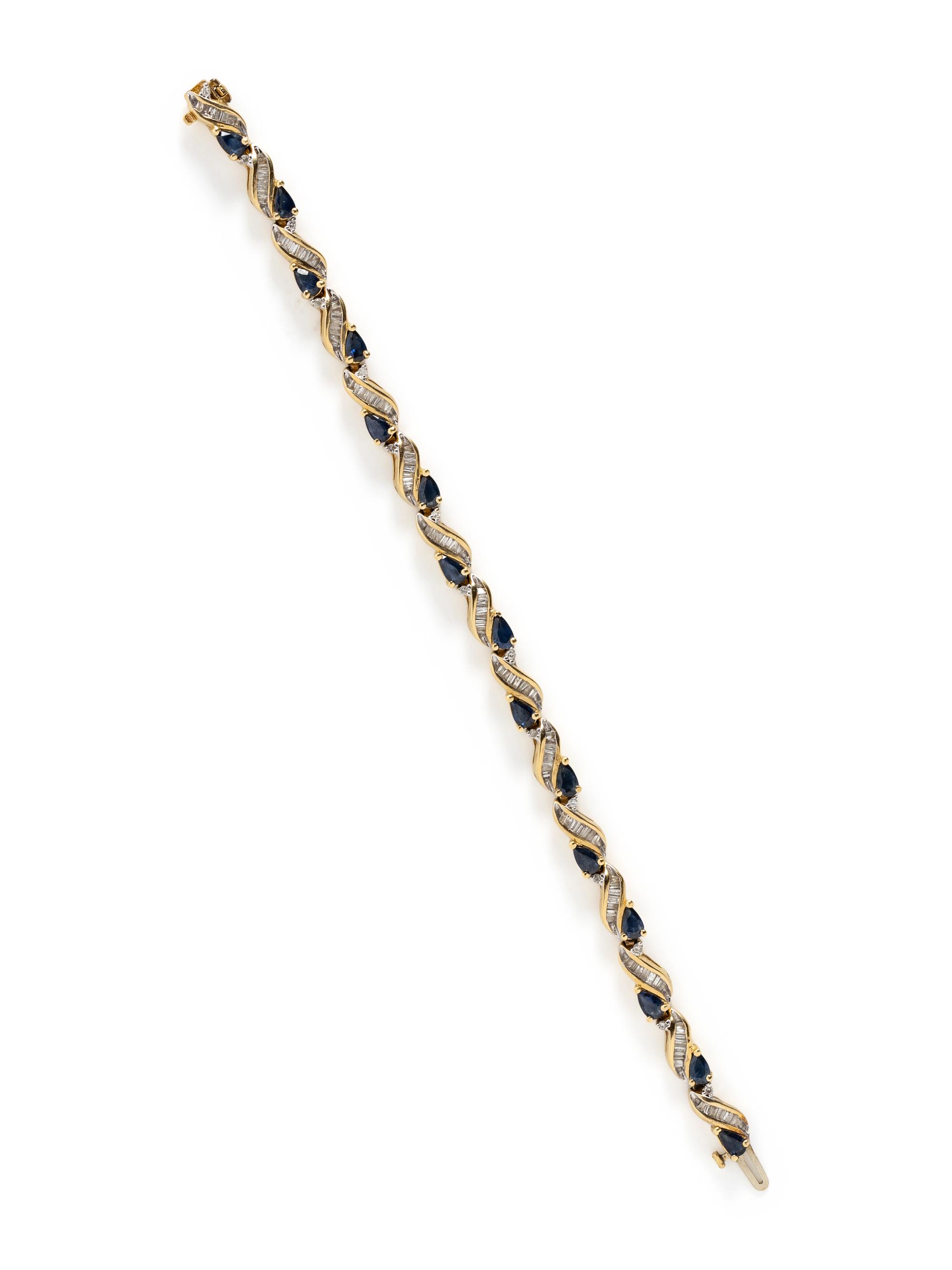 YELLOW GOLD, SAPPHIRE, AND DIAMOND BRACELET